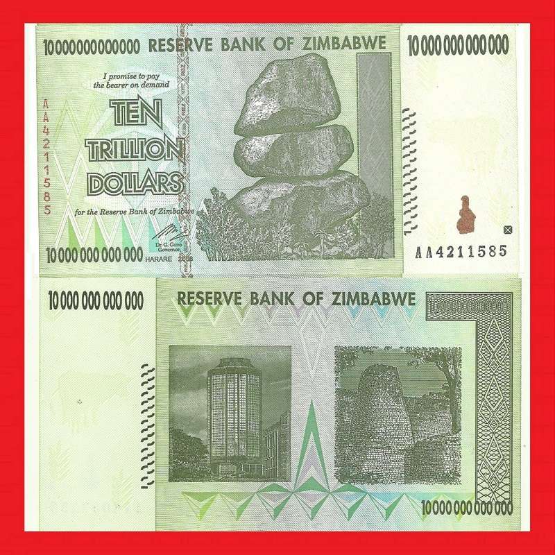 ZIMBABWE Banknote 10 Trillion Dollars P88 Serial AA4211585