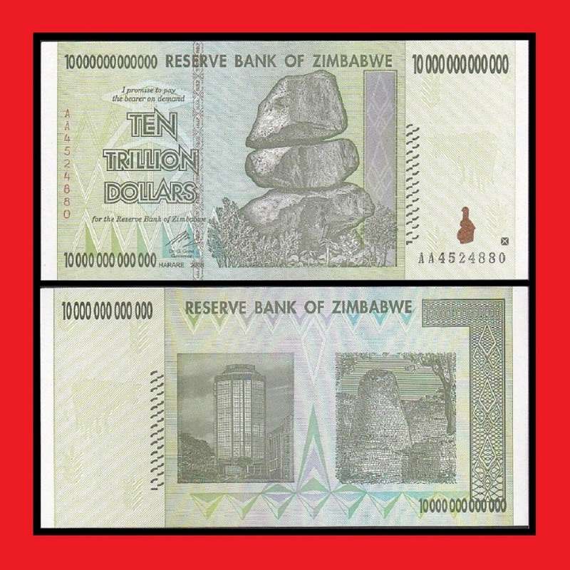 ZIMBABWE 10 Trillion Dollar Banknote AA Series Three Notes Sequential