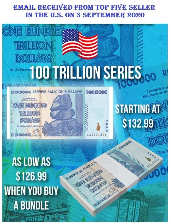 ZIMBABWE 100 Trillion Dollar Banknote 2008 AA Series Uncirculated Crisp Note