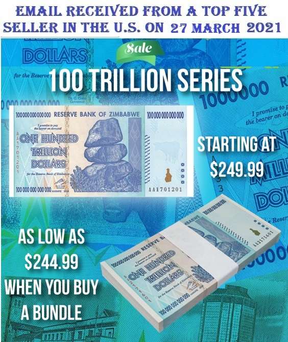 ZIMBABWE 100 Trillion Dollar Banknote 2008 AA Series Uncirculated Crisp Note