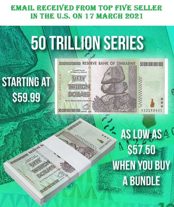 ZIMBABWE 50 Trillion Dollar Banknote 2008 AA Series Uncirculated Crisp Note