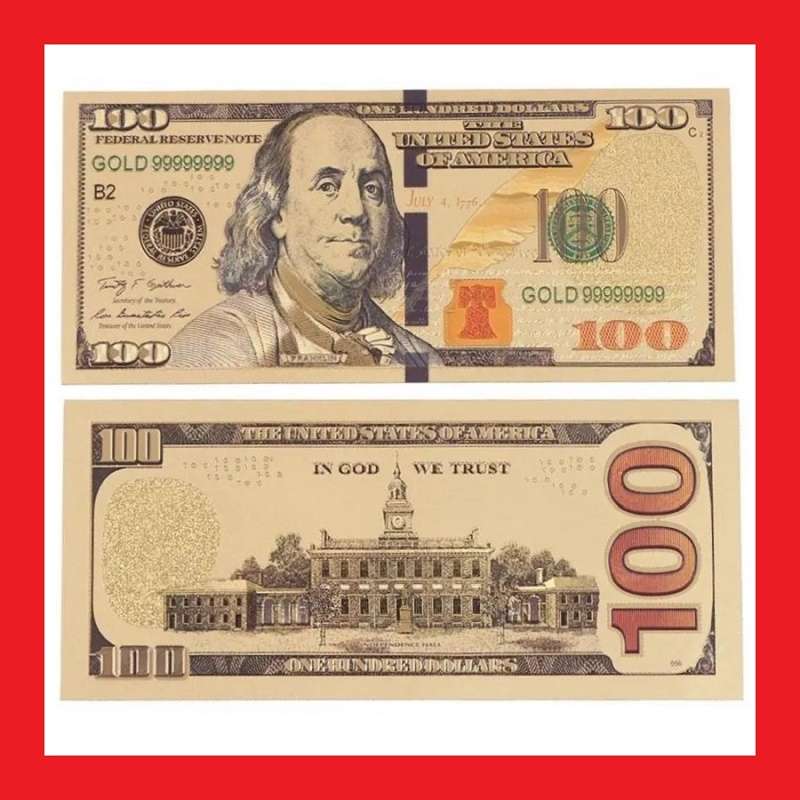 United States of America 24k Yellow Gold Replica $100 Banknote