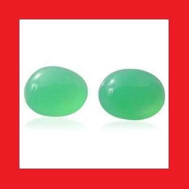 CHRYSOPRASE - 2 x VIVID GREEN OVAL CABOCHON - TOTAL 5.66cts