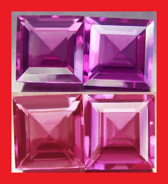 Fluorite [Brazil] - Pair Of Faceted Square Shape - 5.975cts And 5,81cts