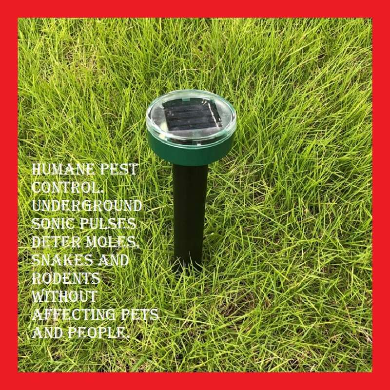 Solar Powered Ultrasonic Humane Mole And Rodent Repeller