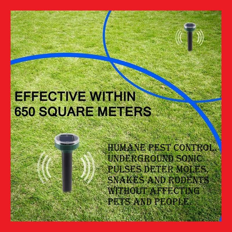 Solar Powered Ultrasonic Humane Mole And Rodent Repeller