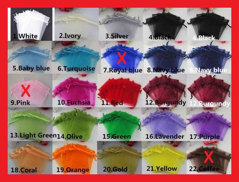 Organza Bags 9cm x 7cm Mixed Colours