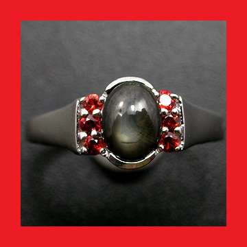 Star Sapphire And Red Sapphire .925 Sterling Silver Ring