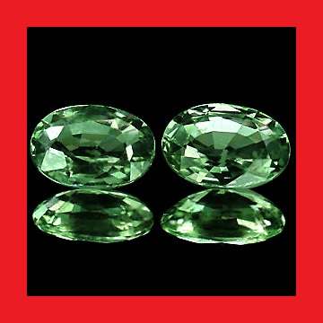 NATURAL SAPPHIRE MATCHING PAIR - LEAF GREEN OVAL CUT - 1.10cts
