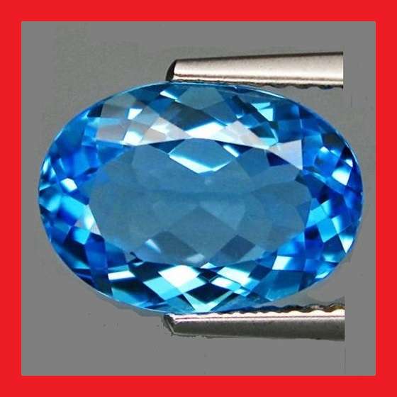 TOPAZ - VIVID SWISS BLUE OVAL FACET - 6.10cts