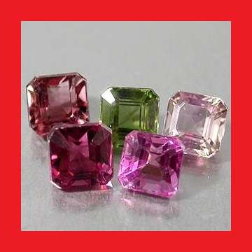 TOURMALINE - PARCEL OF 5 VARIOUS COLOURS OCTAGON CUT  - Total 3.42cts