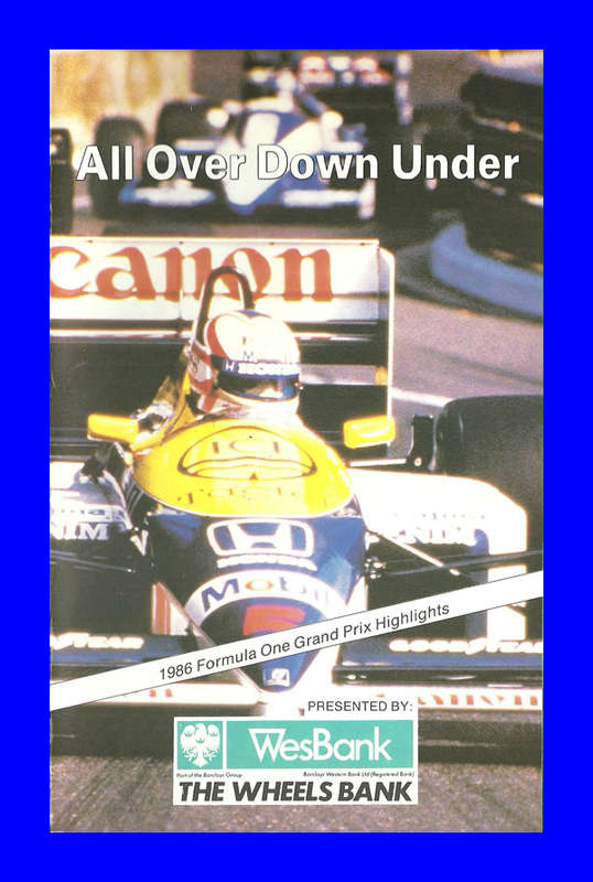 VHS CASSETTE  -  ALL OVER DOWN UNDER (1986 FORMULA ONE GRAND PRIX HIGHLIGHTS)