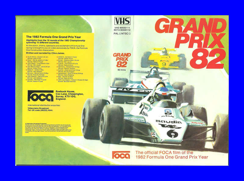 VHS CASSETTE  -  GRAND PRIX 82 (OFFICIAL FOCA FILM OF THE 1982 F1 GRAND PRIX YEAR)