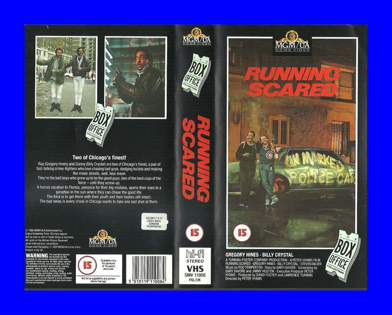 VHS CASSETTE  -  RUNNING SCARED (GREGORY HINES, BILLY CRYSTAL)