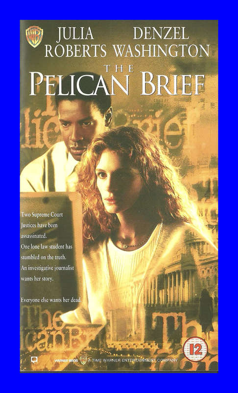 VHS CASSETTE  -  THE PELICAN BRIEF (JULIA ROBERTS & DENZEL WASHINGTON)