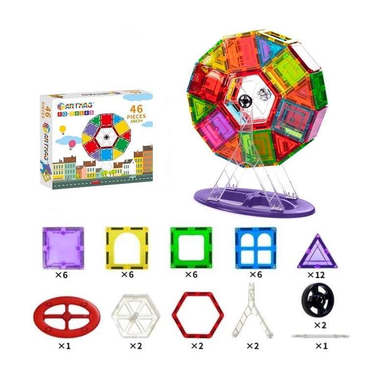 Artmag Elite 3D Magnetic Tiles with Ferris Wheel - 46pc Set
