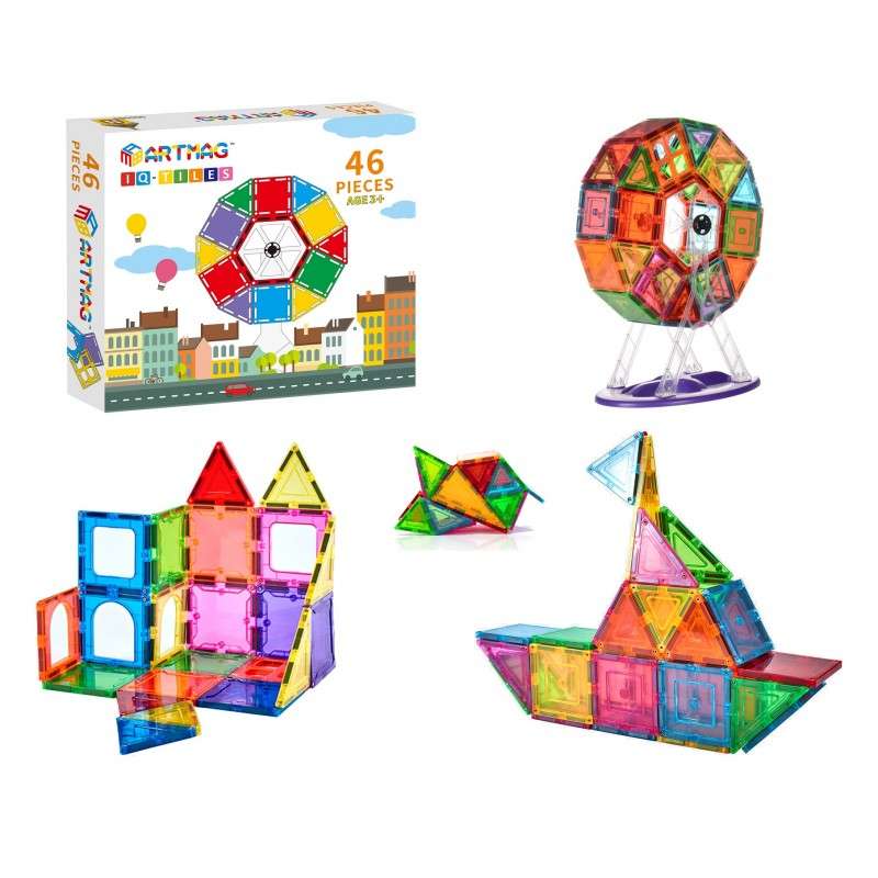 Artmag Elite 3D Magnetic Tiles with Ferris Wheel - 46pc Set