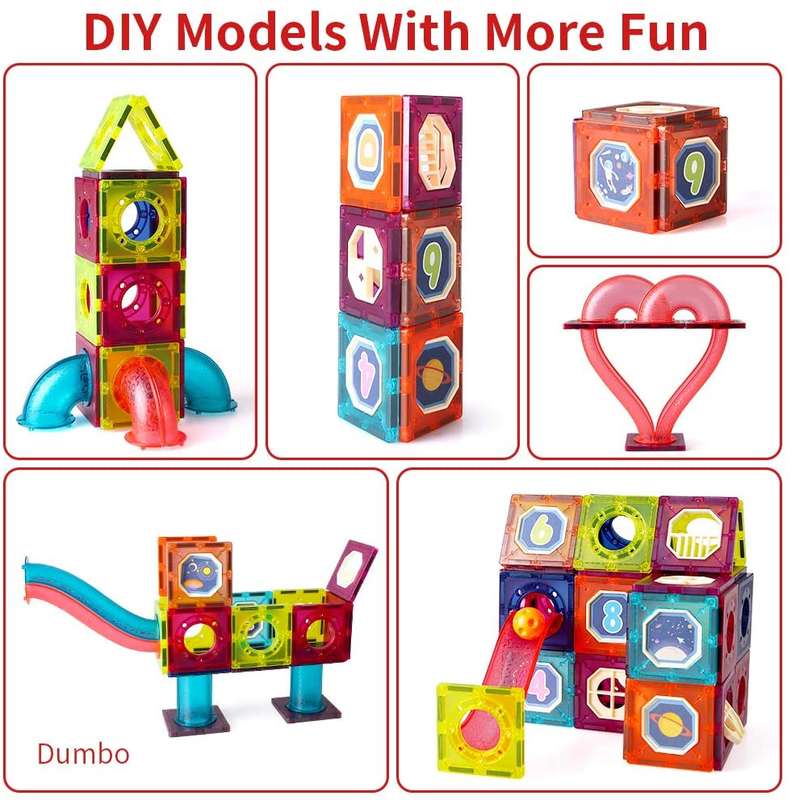 BrIQs - DIY STEM Magnetic Tile Marble Run - 110 Piece