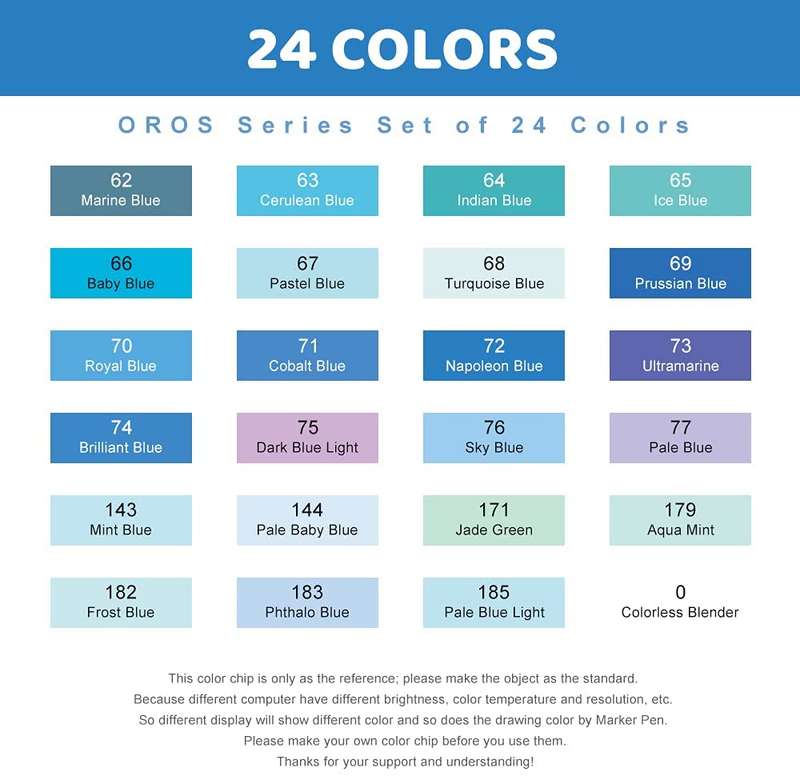 Arrtx OROS Blue Tone Alcohol Markers