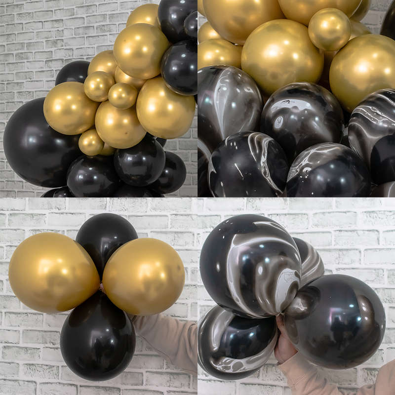 BubbleBean - Agate Black & Gold Garland Balloon Kit