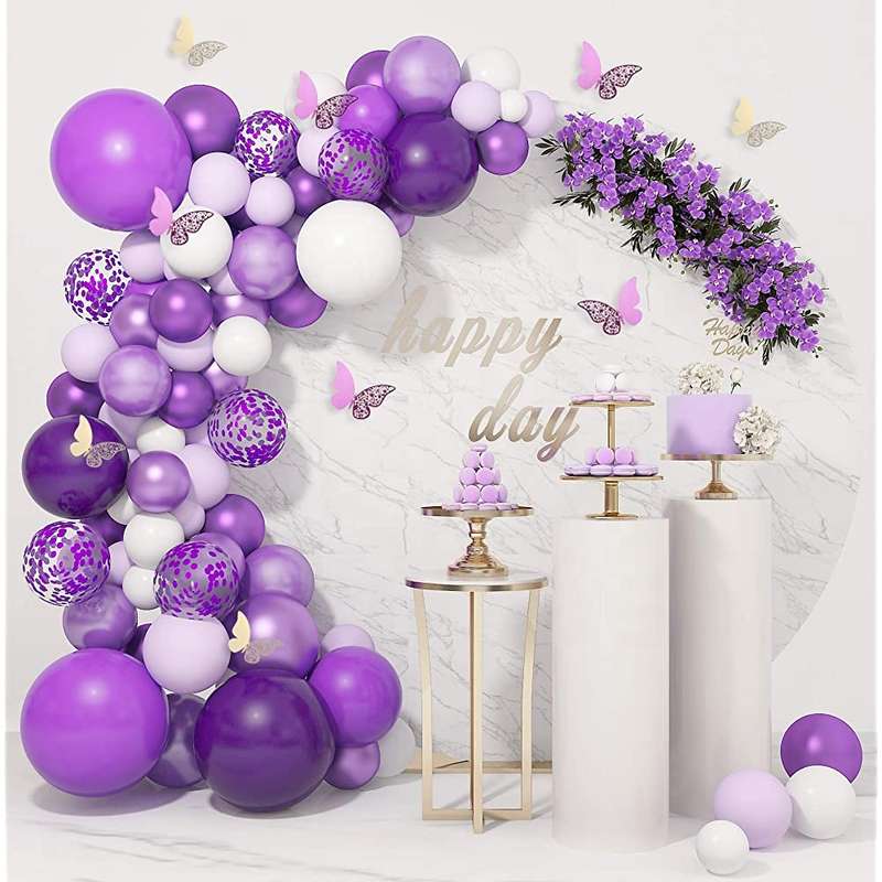 BubbleBean - Purple Butterfly Garland Balloon Kit