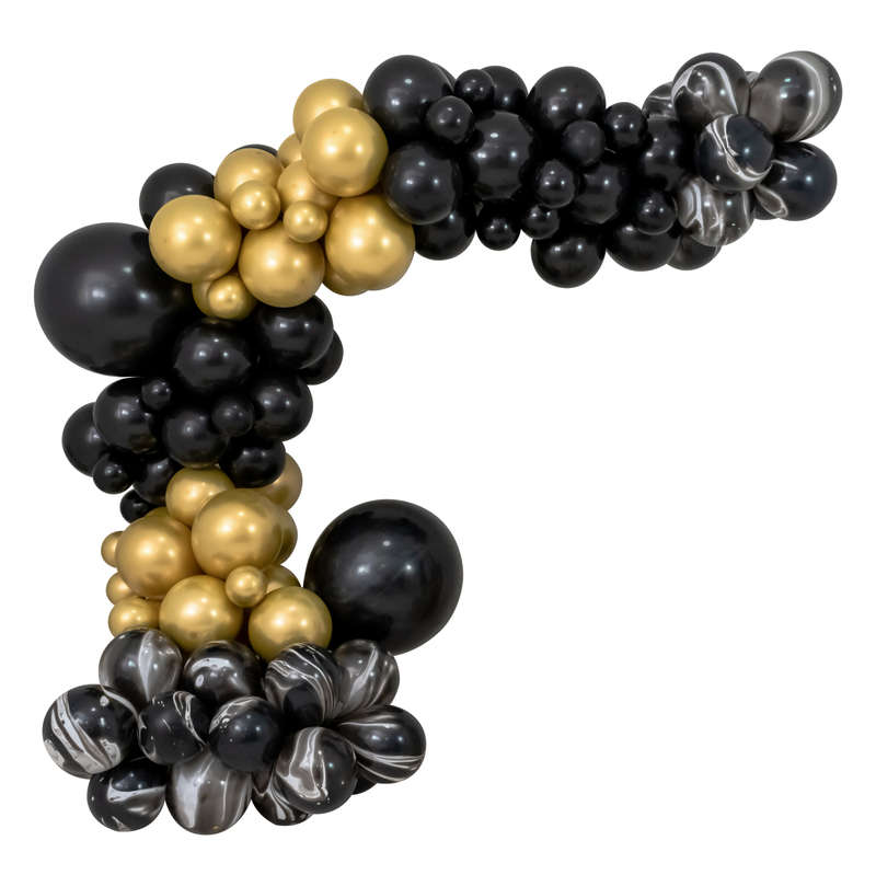 BubbleBean - Agate Black & Gold Garland Balloon Kit
