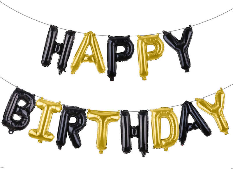 BubbleBean - Foil Happy Birthday Black & Gold