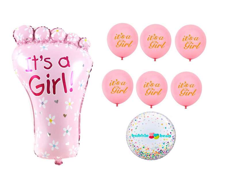 BubbleBean - "ITS A GIRL" Welcome Balloon Set