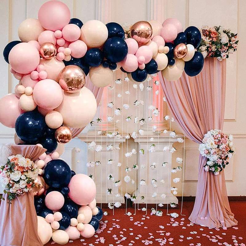 BubbleBean - Navy & Pink Macaron Garland Balloon Kit