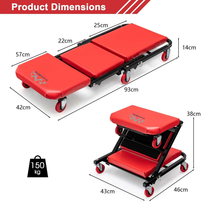 CampsBerg -Foldable Garage Creeper/Stool Buddy