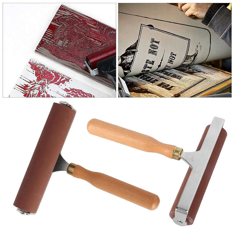 BubbleBean - Art Brayer Roller set of 3 Artist Brayer Roller with Wooden Handle