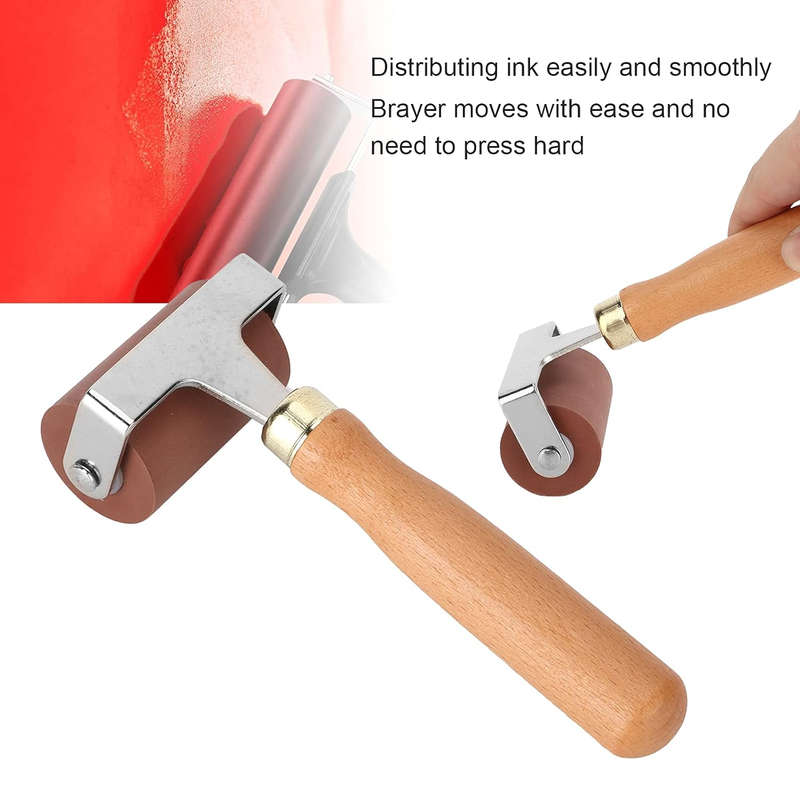 BubbleBean - Art Brayer Roller set of 3 Artist Brayer Roller with Wooden Handle