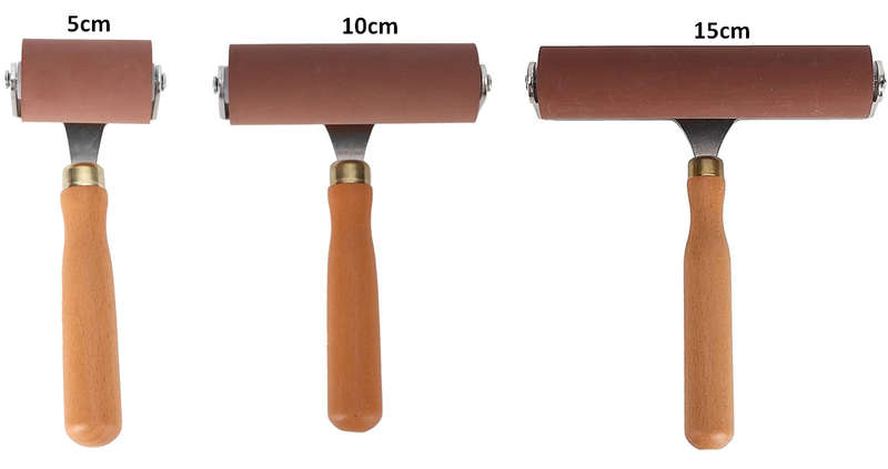 BubbleBean - Art Brayer Roller set of 3 Artist Brayer Roller with Wooden Handle