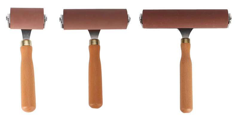 BubbleBean - Art Brayer Roller set of 3 Artist Brayer Roller with Wooden Handle