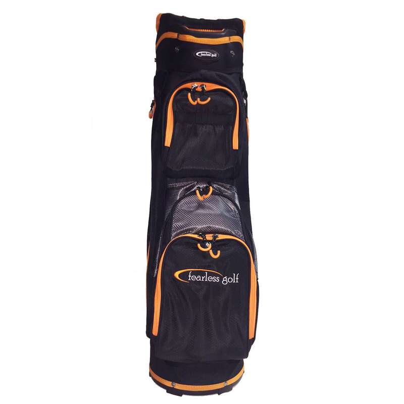 Fearless Golf Tour 14 Way Cart Bag (Black/Orange) - Fearless Golf