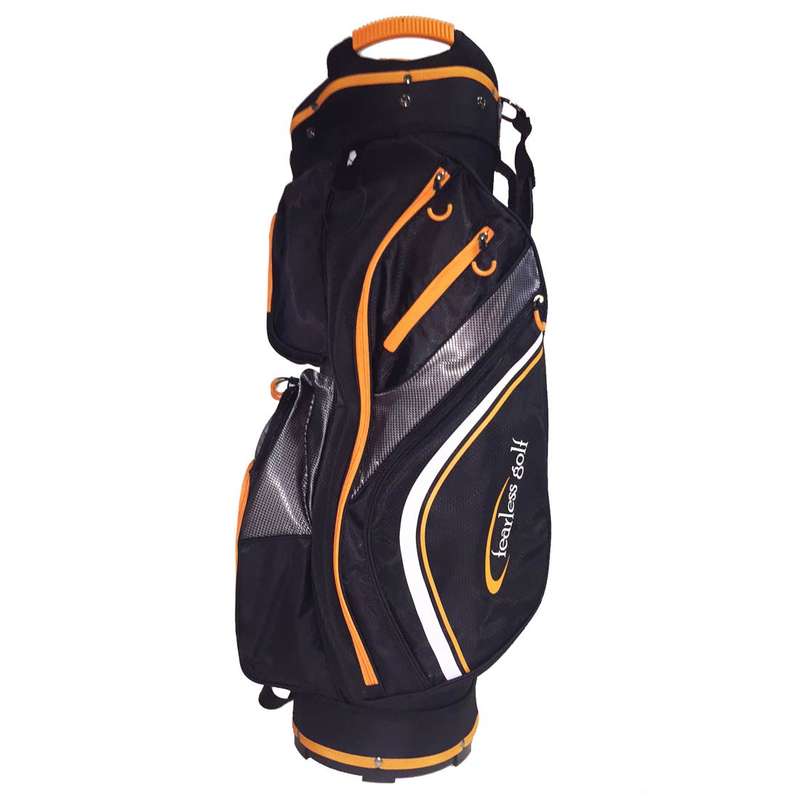 Fearless Golf Tour 14 Way Cart Bag (Black/Orange) - Fearless Golf