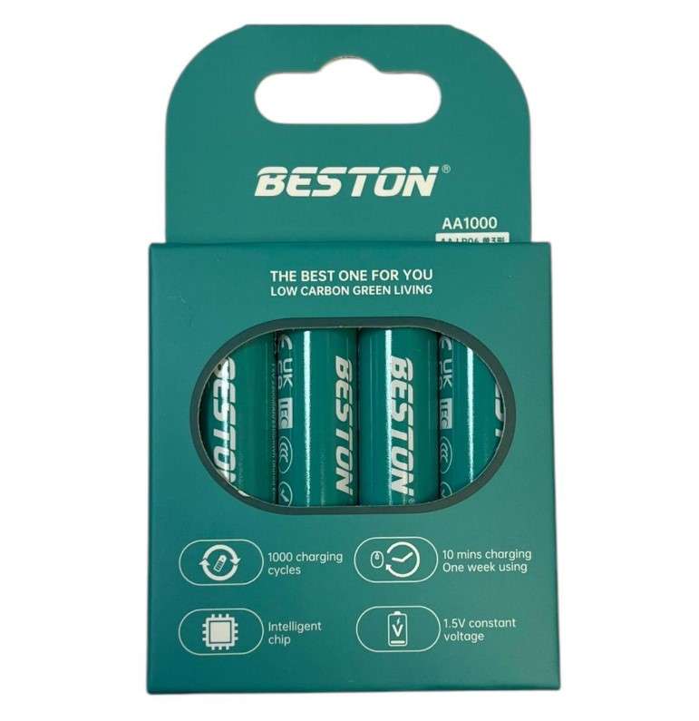Beston 1.5V AA Rechargeable Li-Ion Batteries 2200mAh Pack of 4