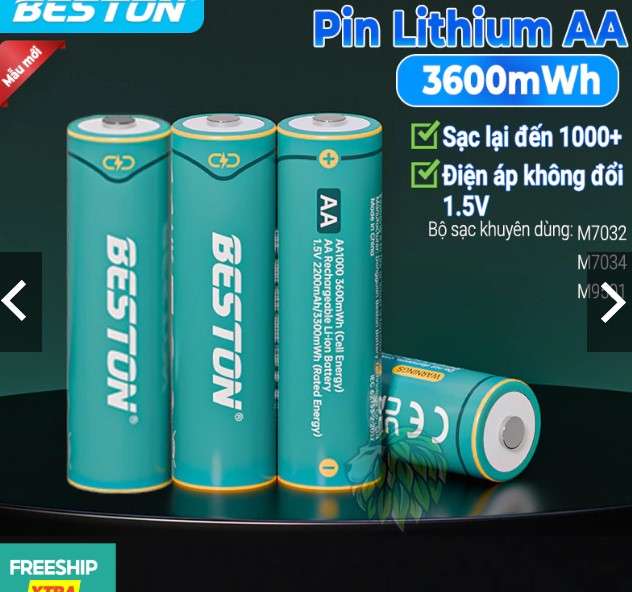 Beston 1.5V AA Rechargeable Li-Ion Batteries 2200mAh Pack of 4