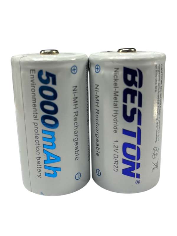 BESTON 5000mAh D Size Rechargeable 1.2V Battery 2 per pack