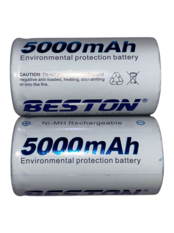 BESTON 5000mAh D Size Rechargeable 1.2V Battery 2 per pack