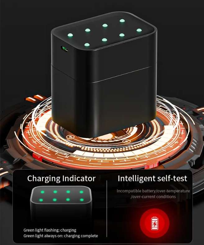 Beston M7036 8 Slot Smart Lithium Battery Charger, 8 x AA100 1.5V 2200mAh Batteries