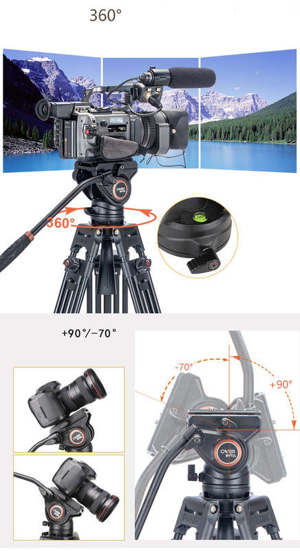 Cayer BV10L Aluminium Video Tripod 1.8m