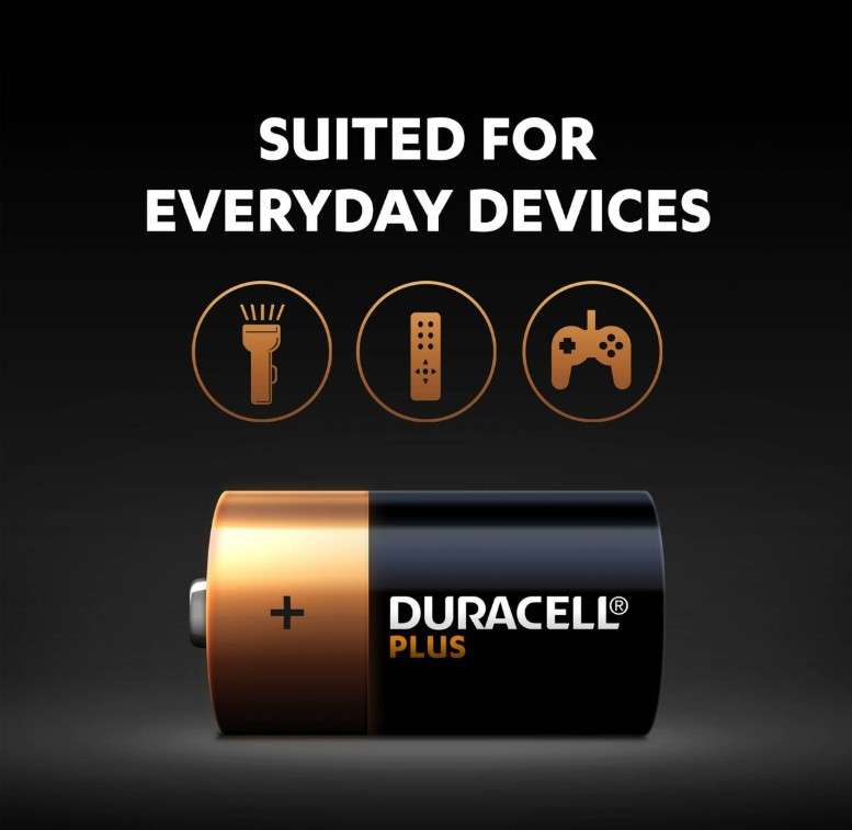 Duracell Plus Type C 1.5V Alkaline Batteries 2 pcs