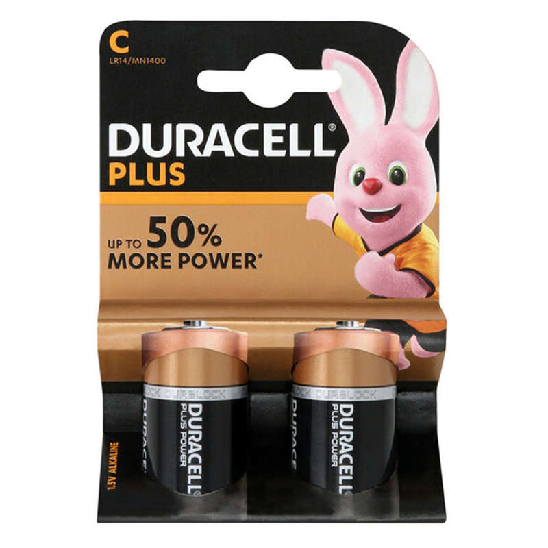 Duracell Plus Type C 1.5V Alkaline Batteries 2 pcs