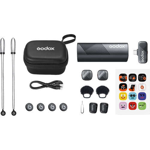 Godox Cube-SC Kit 2-Person Wireless Microphone System with USB-C Connector for Mobile Devices (2....