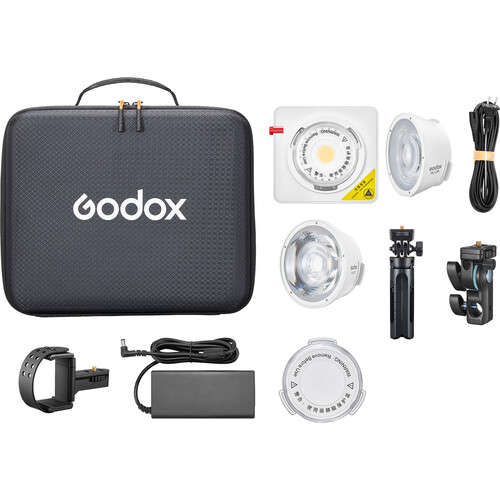 Godox ML100Bi Bi-Colour Portable LED Light (15 & 36° Lens & Power Bank Holder Kit)