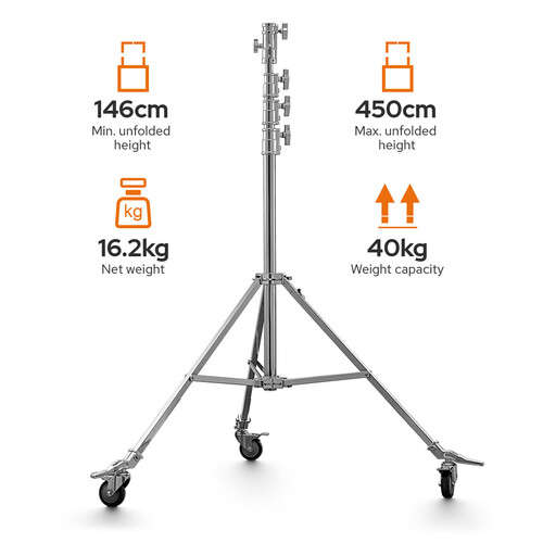 Godox SA5045 Heavy-Duty Steel Roller Light Stand (Large, 450cm)
