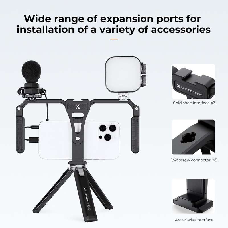 K&F Concept Folding Smartphone Video Rig with Dual Handles