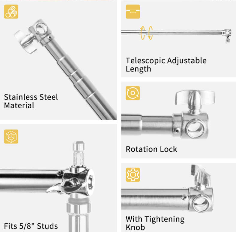 Selens Telescopic C-Stand Backdrop Crossbar (1.2-3m)