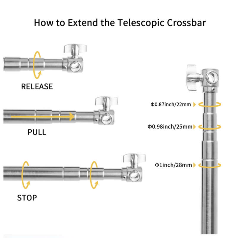 Selens Telescopic C-Stand Backdrop Crossbar (1.2-3m)